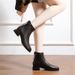 Women's Thick-soled Martin Boots, 2025 Autumn And Winter New Style, Plush Lined, Stylish Short Boots, British Style, Versatile Slim-fit Leather Boots, Cotton Shoes_vogvips.com