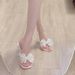 French-style Crystal Transparent Elegant Dress A Summer Vibe, Paired With High-heeled Sandals And New Rhinestone Bow_vogvips.com