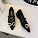 3686-K79 French-style Fashionable Pearl Buckle High-end Velvet Pointed Toe Shallow Single-strap Women's Shoes_vogvips.com