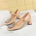 6292-K90 European And American Style Mary Jane For Women, Chunky Heel, Shallow Square Toe, Shiny Patent Leather,_vogvips.com