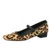 8292-1 Retro One-Strap Mary Jane Metal Leopard Print Square Toe Women's Low Chunky Heel Suede Shallow Mouth Single Shoes_vogvips.com