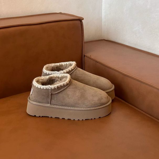 Cowhide Version~ Thick Sole Fleece-Lined Thickened Snow Boots Winter New Style Super Beautiful Warm Northeast Large_vogvips.com