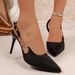 Women's Elegant Evening Gown High Heels Black Rhinestone Pointed Toe Metallic Strap New Summer Style Shoes_vogvips.com