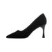 MTX Student Etiquette High Heels 2025 Spring New Mid-Heel Black Suede Professional Work Shoes For Women_vogvips.com