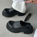 Thick Soled Trendy Men's Commuting Slip In Mickey Round Derby For Men 7CM Height Increasing Big Toe Leather Shoes_vogvips.com