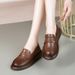 Leather Soft Sole Casual Slip-On Loafers For Women 2023 Spring Round Toe Flat Plus Size Women's Shoes_vogvips.com