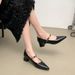 French Retro-style Brown High-heeled For Women, With Chunky Heels That Don't Tire The Feet, Small Gold Bar Buckle_vogvips.com