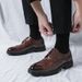 Suitable For All Seasons Men's Youth Breathable Brogue Leather Brown Carved Business Formal Groom Wedding Suit Shoes_vogvips.com