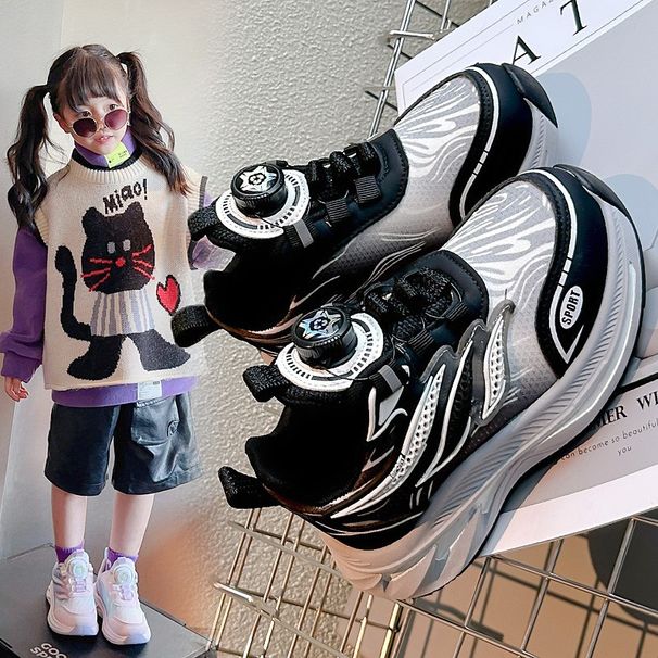 Children's Sports New 2026 Spring Autumn Fashion Rotating Buckle Boys And Girls Running Casual Kids Shoes_vogvips.com