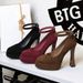 8322 European And American Style Shallow Round Toe Ultra High Heels Chunky Heel Solid Color Single Double Layer_vogvips.com