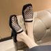 Women's Baotou Half Slippers For Women To Wear Outside Summer New Niche Mesh Cut Out Sandals Breathable Thick Heel Fishnet Shoes_vogvips.com