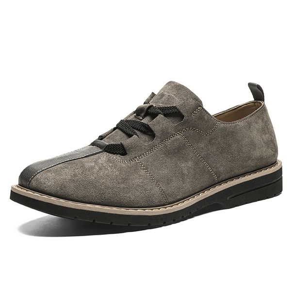 Men's Casual Leather Shoes In British Style, Versatile, Soft-soled, Comfortable Low-top Shoes, Trendy Retro Patchwork_vogvips.com