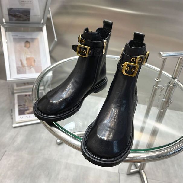 Big Foreign Style Short Boots Female British Style Spring And Autumn 2024 New Flat Single Boots Retro Thin Martin Boots Personality_vogvips.com