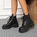 plus Size Women's Motorcycle Ankle Boots Belt Buckle Side Zip Mid Heel British Style Martin Boots Autumn_vogvips.com