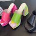 2025 Summer New Fish Mouth Slippers For Women, Coarse Heel, Thick Bottom, Large Size, One Word Square Head, High Heels,_vogvips.com