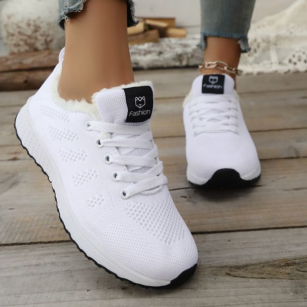 Winter Warm Casual Sports Shoes High Top Fleece Lined Sneakers For Women_vogvips.com