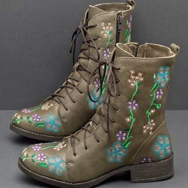 Women's Western Rider Boots plus Size Printed Chunky Heel Autumn Arrival European American Style_vogvips.com