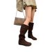 Women's Comfortable Soft Leather Mid-Calf Western Boots With Round Toe And Hidden Wedge Heel For Autumn Winter Spring Above The Knee_vogvips.com