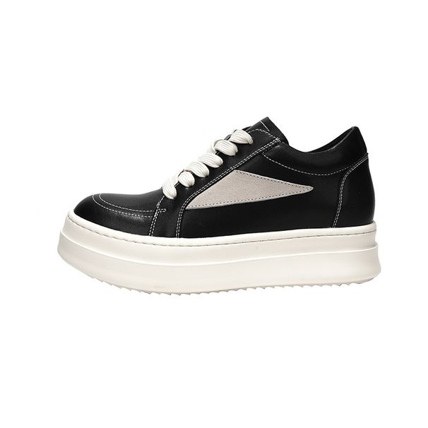 Height-increasing Cowhide Men's Big Head Leather Shoes Comfortable Thick-soled Height-increasing Retro Board Shoes Casual Shoes_vogvips.com