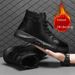 Men's Winter Chelsea Boots With Side Zipper & Faux Fur Lining - Slip-Resistant Rubber Sole, Comfortable & Stylish Casual Work Boots For Fall & Winter_vogvips.com