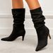 Skinny Heels Pleated Over The Knee Plus Size Women's Boots Pile Boots_vogvips.com