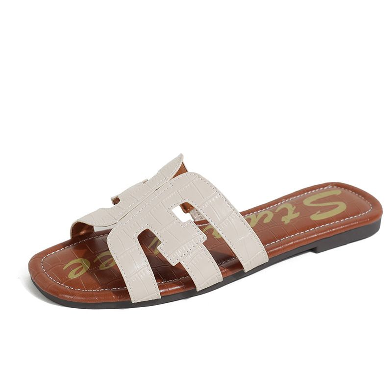 Women's Outdoor Slippers 2026 New Spring/summer Fashion Versatile Flat Slide Sandals For Beach Travel Lizard Pattern_vogvips.com