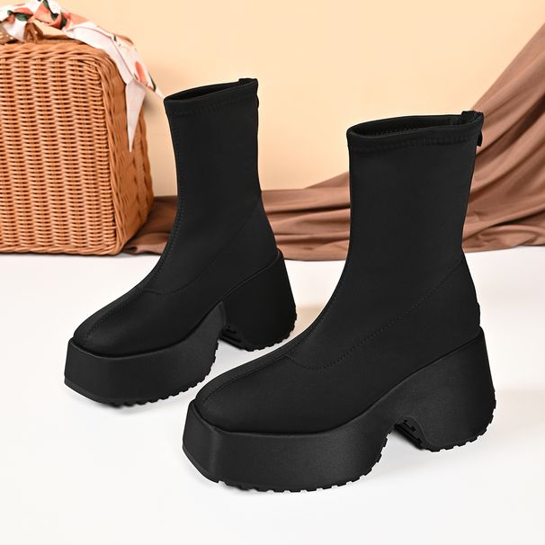 Women's Slimming Wedge Heel Ankle Boots Plus Size Thick Sole Elastic Winter Boots_vogvips.com