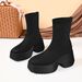 Women's Slimming Wedge Heel Ankle Boots Plus Size Thick Sole Elastic Winter Boots_vogvips.com