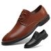 Men's Round Head Shoes Front Lace-up Low Heel Men's Top Casual Leather Shoes Work Men's Shoes_vogvips.com