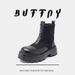 Thick-soled Heightening Retro Tooling Martin Boots Round Head Medium Heel Short Boots_vogvips.com