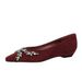 Korean version of temperament women's shoes pointed shallow mouth suede single shoes diamond chain wedge heel low heel women's single shoes_vogvips.com