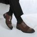 New Black And White Color-block Carved Brick Men's Shoes For Men's Business Leather British Derby Shoes Pointed Toe Banquet Wedding Leather Shoes_vogvips.com