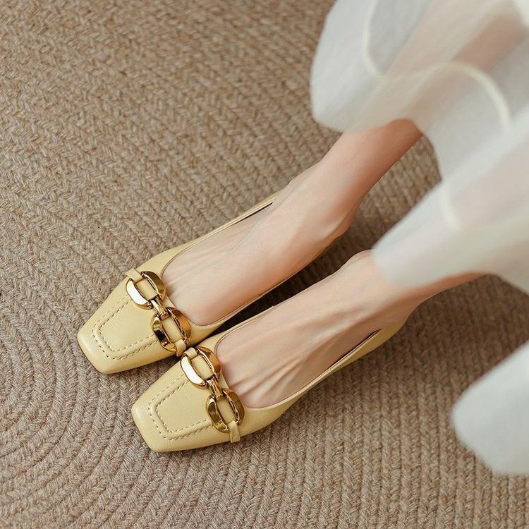 French-style Retro Square-toed Soft Leather Women's Shoes, 2025 New Model, Gentle Evening Breeze Cat 3cm Low Heel Mary_vogvips.com