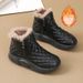 Leather Short Winter New Korean Fashion Women's Fleece-Lined Soft Sole Snow Warm Cotton Boots Wholesale_vogvips.com