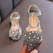 New Pearl Rhinestone Bow Small Middle Children Dance Shoes Performance Shoes Half Sandals_vogvips.com