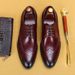 Breathable dress shoes lace-up large size wedding shoes men's carved Brogue leather men's business leather shoes wholesale_vogvips.com