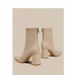Pointed Toe Chunky Slim Apricot Suede Stretch High Heel Short Women 2025 Autumn Winter New Boots_vogvips.com