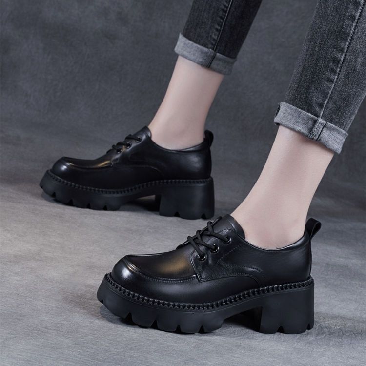 British-style Women's Leather Shoes, New Spring 2025 Collection, Japanese Versatile Mary Jane Thick-soled Shoes With A_vogvips.com