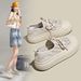 Round Head White Shoes Student Casual Muffin Shoes Hollow Breathable Casual Big Head Shoes_vogvips.com