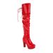 2023 Autumn Winter Slimming Personality Versatile Wrinkled Round Toe Super High Heel Patent Leather Long Tube_vogvips.com