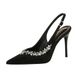 High Heels Thin Heel Pointed Rhinestone Shallow Mouth Suede Back Empty Rear Strap Super High Heel Single Shoes_vogvips.com