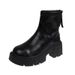 Versatile Niche New Fleece-Lined Height-Increasing Thick-Soled Short 2024 Autumn Winter Round Toe Mid-Heel British Style_vogvips.com