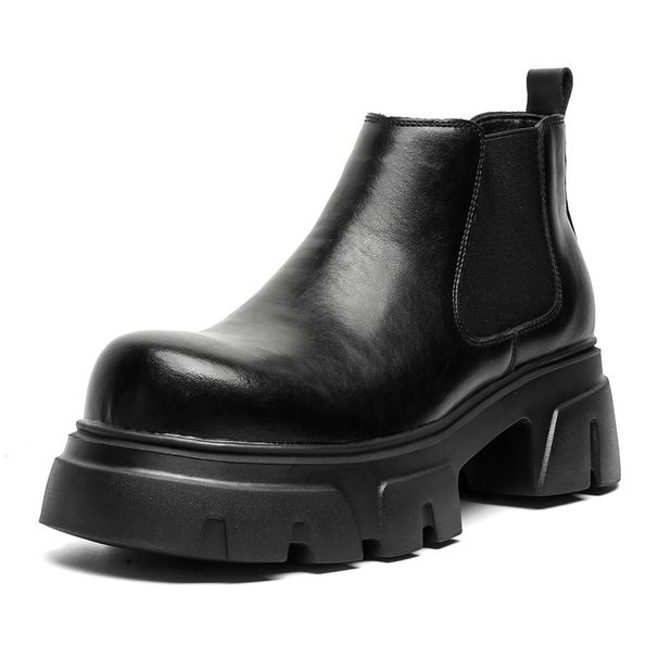 Sleeve Feet Lazy One Pedal Short Boots Locomotive Style Men's Boots Thick Sole Heightening Martin Boots_vogvips.com