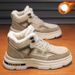 Men's Winter Snow Boots Fleece-Lined Insulated Waterproof Slip-Resistant Casual Martin Boots For Cold Weather Leather And Fur Thick Soled Martin Boots_vogvips.com