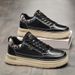 Spring Men's Shoes: Breathable, Trendy And Versatile Black Work Shoes, Lightweight Thick-soled Sports Shoes, Casual Leather Shoes_vogvips.com