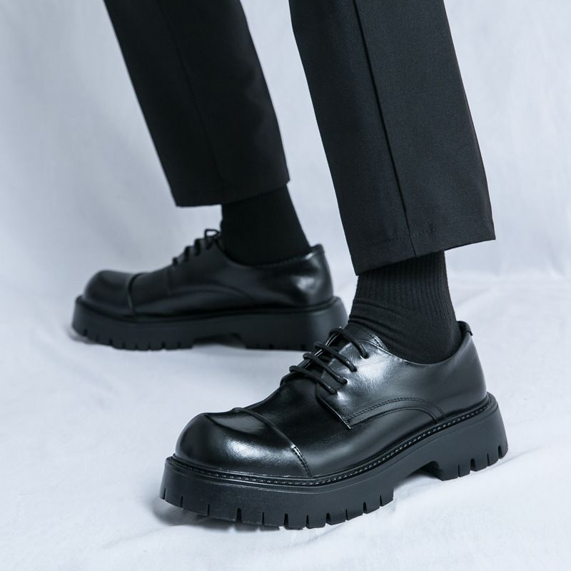 ShoeVault Cross-Border Plus Size Spring And Autumn New Leather Fashion Thick-Soled Derby British Style Trendy Men's Shoes_vogvips.com