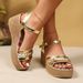 Large Size For Women In Summer 2025, New One-piece Buckle Strap, Sloping Heel, Thick Soled Roman Sandals, Casual Sandals_vogvips.com