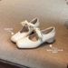 Petite Mary Jane Shoes Lace Up Square Toe Korean Style Low Cut Women's Sweet Single Shoes Lambskin French Style Hidden Heel 5 Cm_vogvips.com