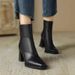 Retro Brown Soft Leather Chunky Ankle Boots For Women, 2025 New High-heeled Martin Boots, British-style Small Square Toe Slim Boots_vogvips.com