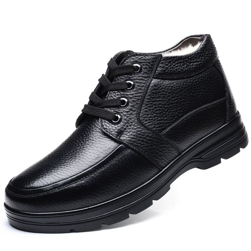 KL8819 Cow Leather Men's Casual Boots With Wool Lining Black, Choose Size And Tell Seller_vogvips.com